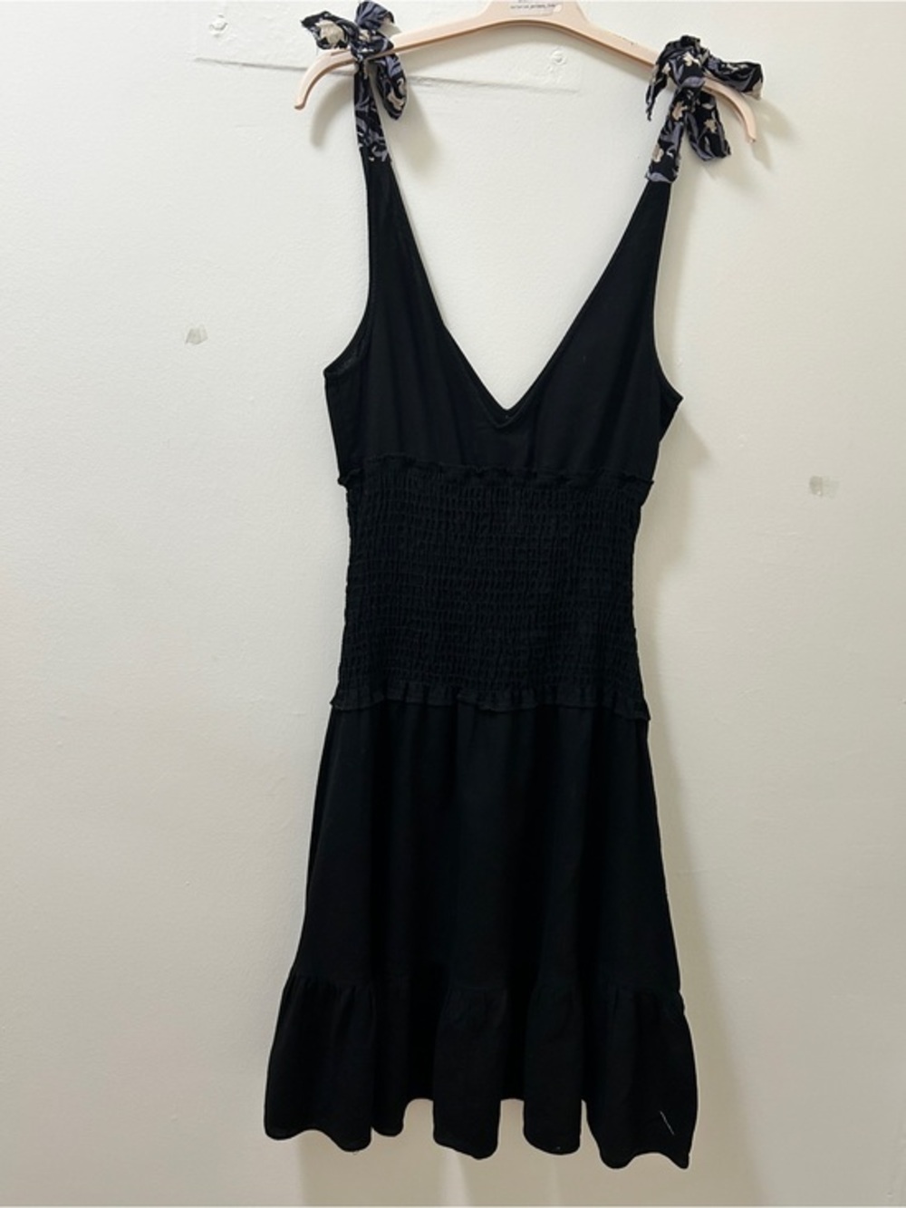 Free People Sleeveless Black Smocked-Waist Midi Dress